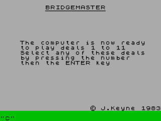 Bridge Master Expert title screen for ZX Spectrum